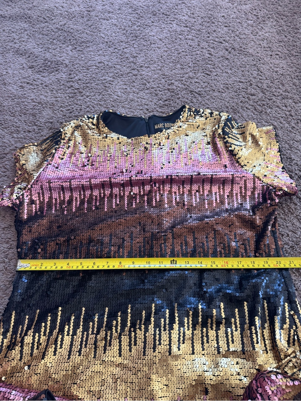 Marc Bouwer Unlimited Sequin Ombre Dress Party Short Sleeve Mini 1X - Picture 8 of 8